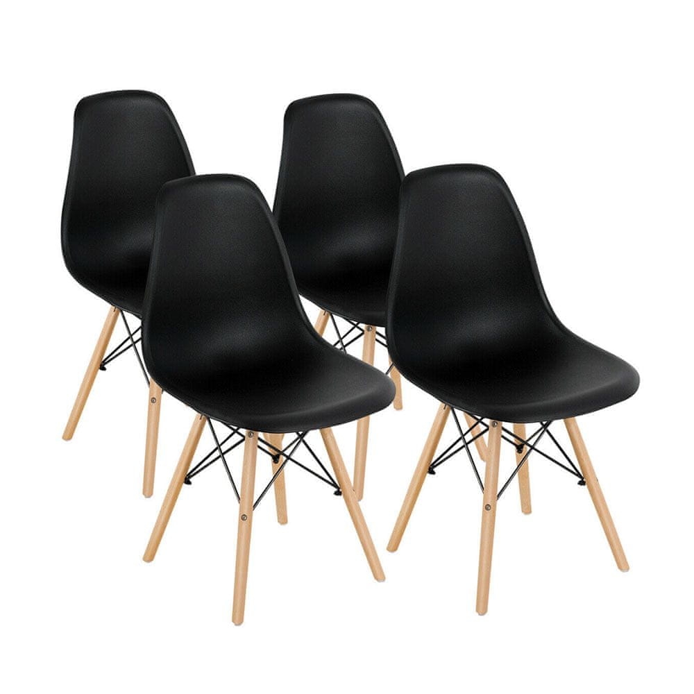 Timeless Tools Moderné jedálenské stoličky, 4 ks, 4 rôzne farby, čierne